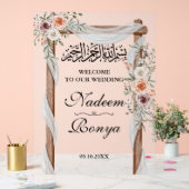 Chic Pink Floral muslimisches arabisches Party Acrylschild (Hochzeit)