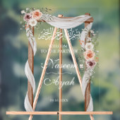 Chic Pink Floral muslimisches arabisches Party Acrylschild (Neutral)