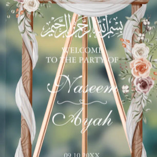 Chic Pink Floral muslimisches arabisches Party Acrylschild
