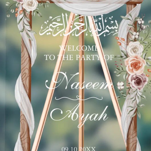 Chic Pink Floral muslimisches arabisches Party Acrylschild