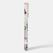 Chic pink floral Paris Eiffel Tower Typografie Case-Mate iPhone Hülle (Rückseite / Rechts)