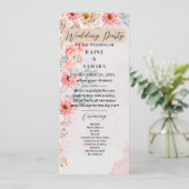 Chic Pink Floral Party Program Programm (Stehend Vorderseite)