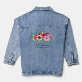 Chic Pink Floral Personalisiert Bridesmaid Name Jeansjacke (Rückseite)