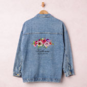 Chic Pink Floral Personalisiert Bridesmaid Name Jeansjacke (Hangar)