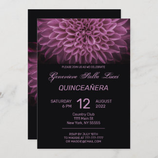 Chic Pink Floral Quinceñera Party Einladung