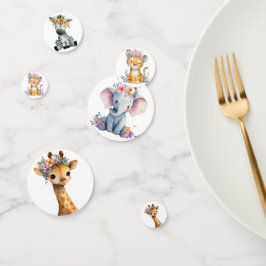 Chic Pink Floral Safari Animals Wild One Baby Girl Konfetti