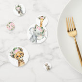 Chic Pink Floral Safari Tiere Wild One Baby Girl Konfetti (Gruppe)