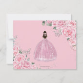 Chic Pink Floral Silver Quinceanera 16 . Geburtsta Save The Date (Rückseite)