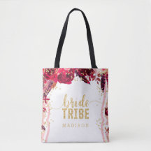 Chic Pink Floral Stripes Gold Confetti Braut Stamm