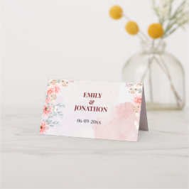 Chic Pink Floral Wedding Platzkarte