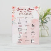 Chic Pink Floral Wedding Programm (Stehend Vorderseite)