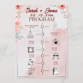 Chic Pink Floral Wedding Programm