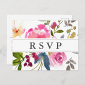 Chic Pink Floral Wedding RSVP Postcard Einladungspostkarte (Vorne/Hinten)