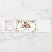 Chic Pink Floral Woodland Animals Baby Dusche Wasserflaschenetikett (Einzelnes Label)