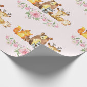 Chic Pink Floral Woodland Baby Dusche 1. Geburtsta Geschenkpapier (Ecke)