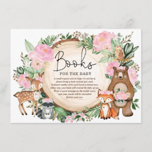 Chic Pink Floral Woodland Grüne Bücher für Baby Begleitkarte
