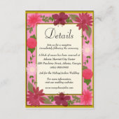 Chic Pink florale Botanische Hochzeiten Details Begleitkarte (Vorderseite)