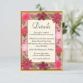 Chic Pink florale Botanische Hochzeiten Details Begleitkarte (Stehend Vorderseite)