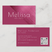 Chic Pink Foil QR Code Visitenkarte (Vorne/Hinten)