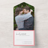 Chic Pink Foto Moderne Hochzeit All In One Einladung (Innen Boden)