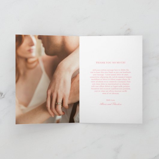 Chic Pink Foto Moderne Hochzeit Dankeskarte (Innenseite)