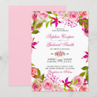 Chic Pink Fuchsia Rose Botanische Blumenhochzeit