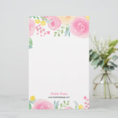 Chic pink gelb lockere blumenfarbene Blume Briefpapier (Stehend Vorderseite)