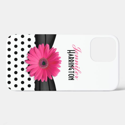 Chic Pink Gerbera Daisy Polka Dot Blume Case-Mate iPhone Hülle (Rückseite (Horizontal))