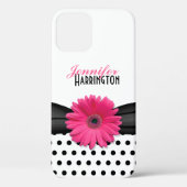 Chic Pink Gerbera Daisy Polka Dot Blume Case-Mate iPhone Hülle (Rückseite)