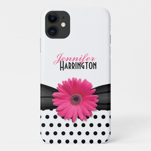 Chic Pink Gerbera Daisy Polka Dot Case-Mate iPhone Hülle (Rückseite)
