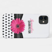 Chic Pink Gerbera Daisy Polka Dot Case-Mate iPhone Hülle (Rückseite (Horizontal))