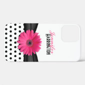 Chic Pink Gerbera Daisy Polka Dot Case-Mate iPhone Hülle (Rückseite (Horizontal))