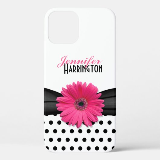 Chic Pink Gerbera Daisy Polka Dot Case-Mate iPhone Hülle (Rückseite)