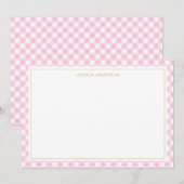 Chic Pink Gingham Pattern Mitteilungskarte (Vorne/Hinten)
