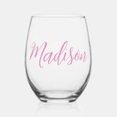 Chic Pink Girls Name Personalisiert Weinglas Ohne Stiel (Vorderseite)