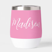 Chic Pink Girls Name White Script Personalisiert (Rückseite)