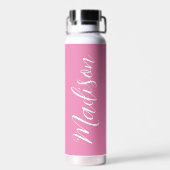 Chic Pink Girls Name White Script Personalisiert Trinkflasche (Rückseite)