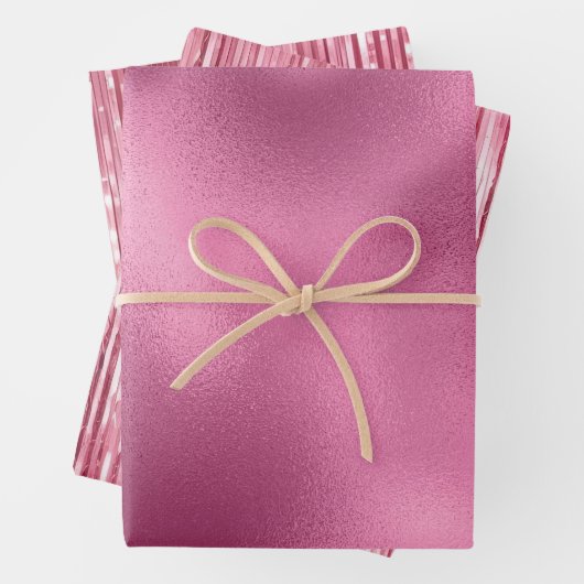 Chic Pink Glam Glitz Geschenkpapier Set (Beispiel)