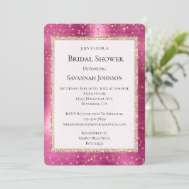 Chic Pink Glam Gold Sparkle Confetti Brautparty Einladung