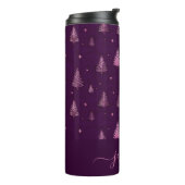 Chic pink glitter purple christmas trees name thermosbecher (Nach links gedreht)