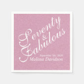 Chic Pink Glitter Siebzig und Fantastischer Geburt Serviette (Vorderseite)