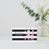 Chic Pink Glitz Girl Black Stripes Boutique Visitenkarte (Stehend Vorderseite)