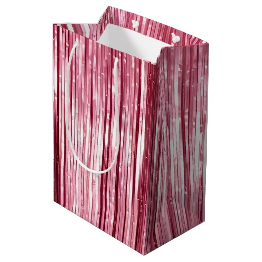 Chic Pink Glitz Mittlere Geschenktüte (Rückseite Schrägansicht)