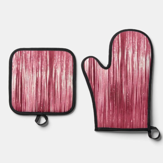 Chic Pink Glitz Ofenhandschuh & Topflappen-Set (Vorderseite)
