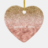 Chic Pink Glitz Zebra Print Keramik Ornament (Vorne)