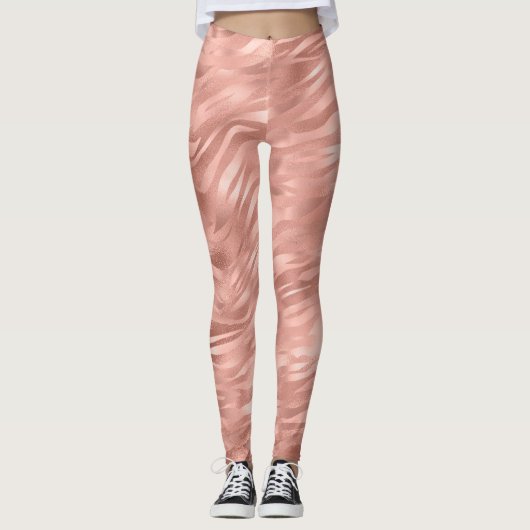 Chic Pink Glitz Zebra Print Leggings (Vorderseite)