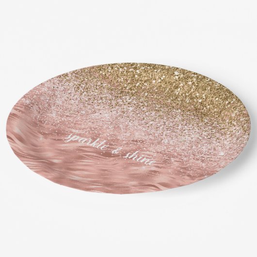 Chic Pink Glitz Zebra Print Pappteller (Schrägansicht)