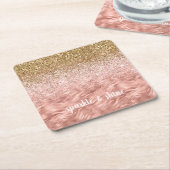 Chic Pink Glitz Zebra Print Rechteckiger Pappuntersetzer (angewinkelt)