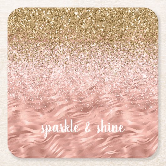 Chic Pink Glitz Zebra Print Rechteckiger Pappuntersetzer (Vorderseite)