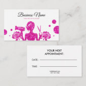 Chic Pink Glitzer Blumenfriseur Terminkarte (Vorne/Hinten)